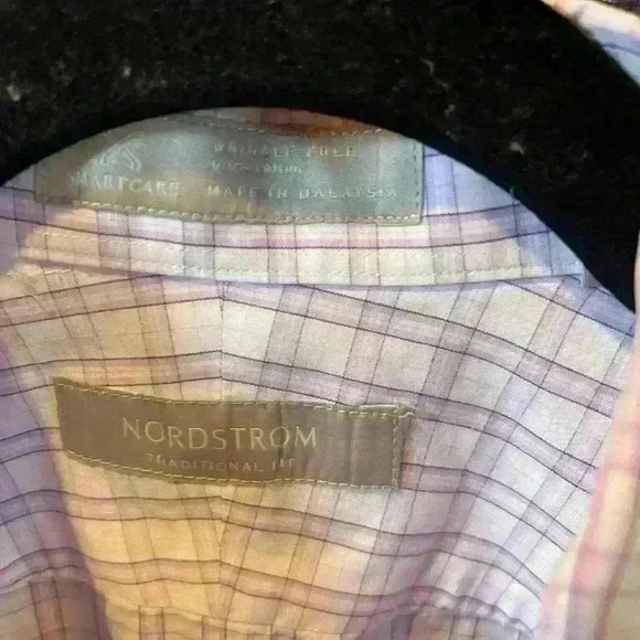 Men’s Nordstrom Purple Striped Traditional Fit Dress Shirt Long Sleeve Size 15.5 - Picture 2 of 4